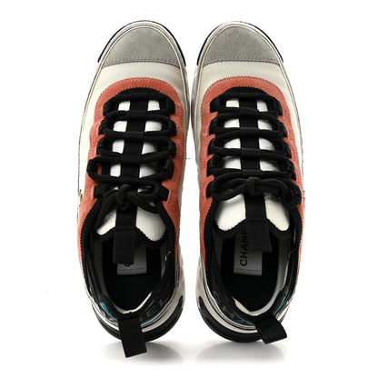 Chanel Fabric Suede CC Sneakers 40 White Light Grey Pink 2 of 9