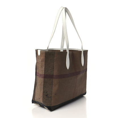 Burberry Coated Canvas Mega Check Medium Doodle Tote White 3 of 9
