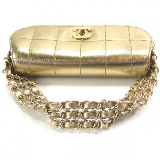 Lambskin Triple Chain Bag Gold