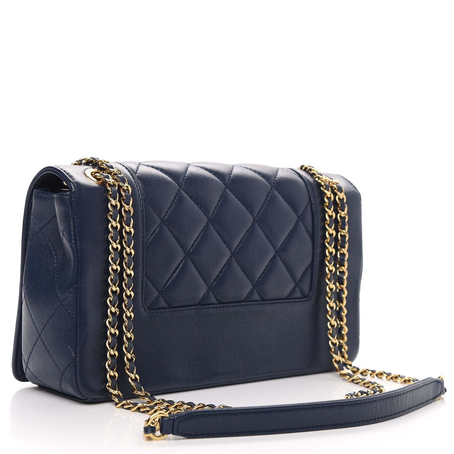Sheepskin Quilted Medium Vintage Mademoiselle Flap Dark Navy