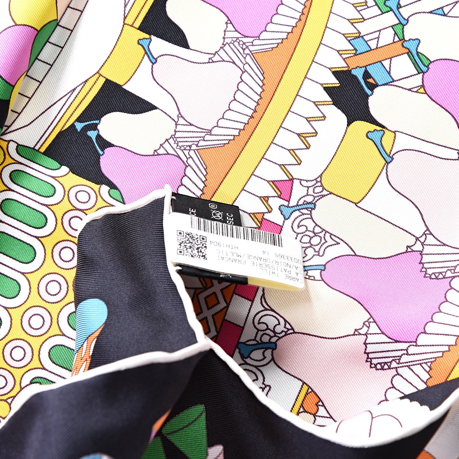 Hermes Silk La Patisserie Francaise Scarf 90 Orange Black Multicolor 7 of 7