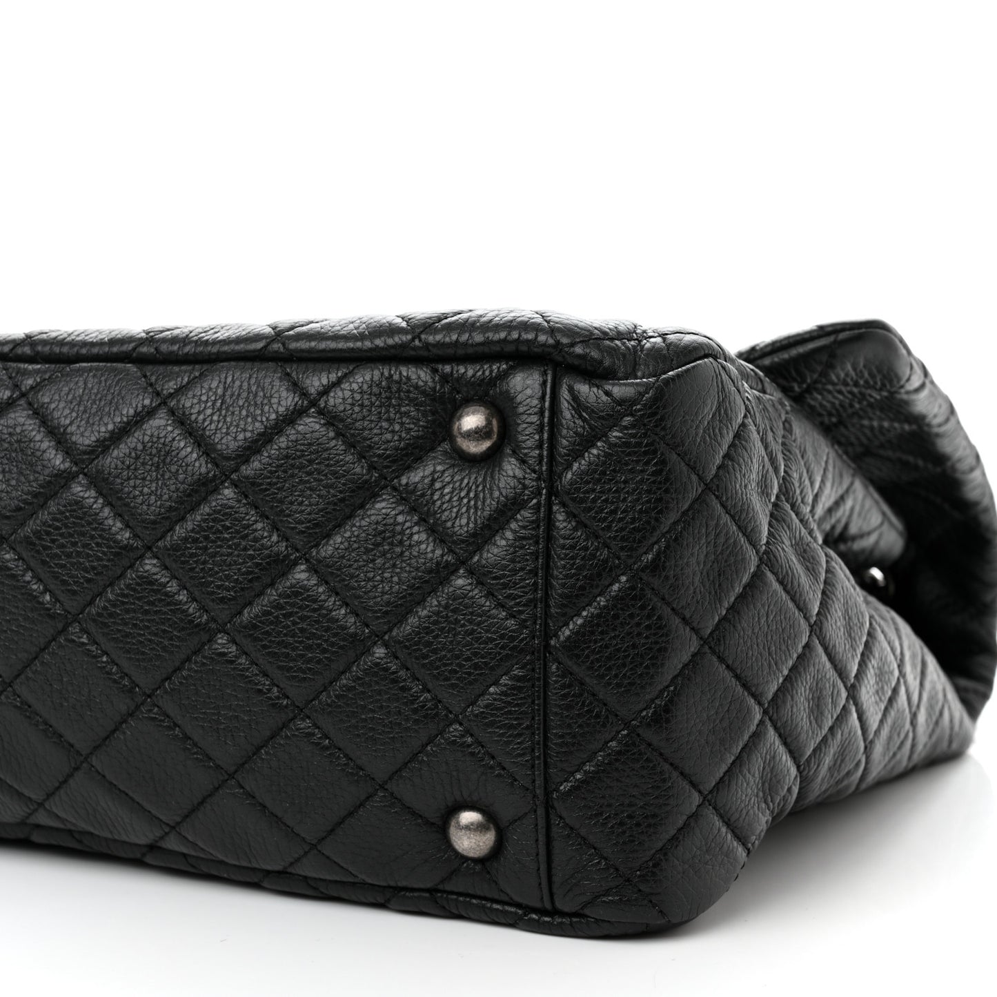 Calfskin Quilted XXL Travel Flap Bag Black
