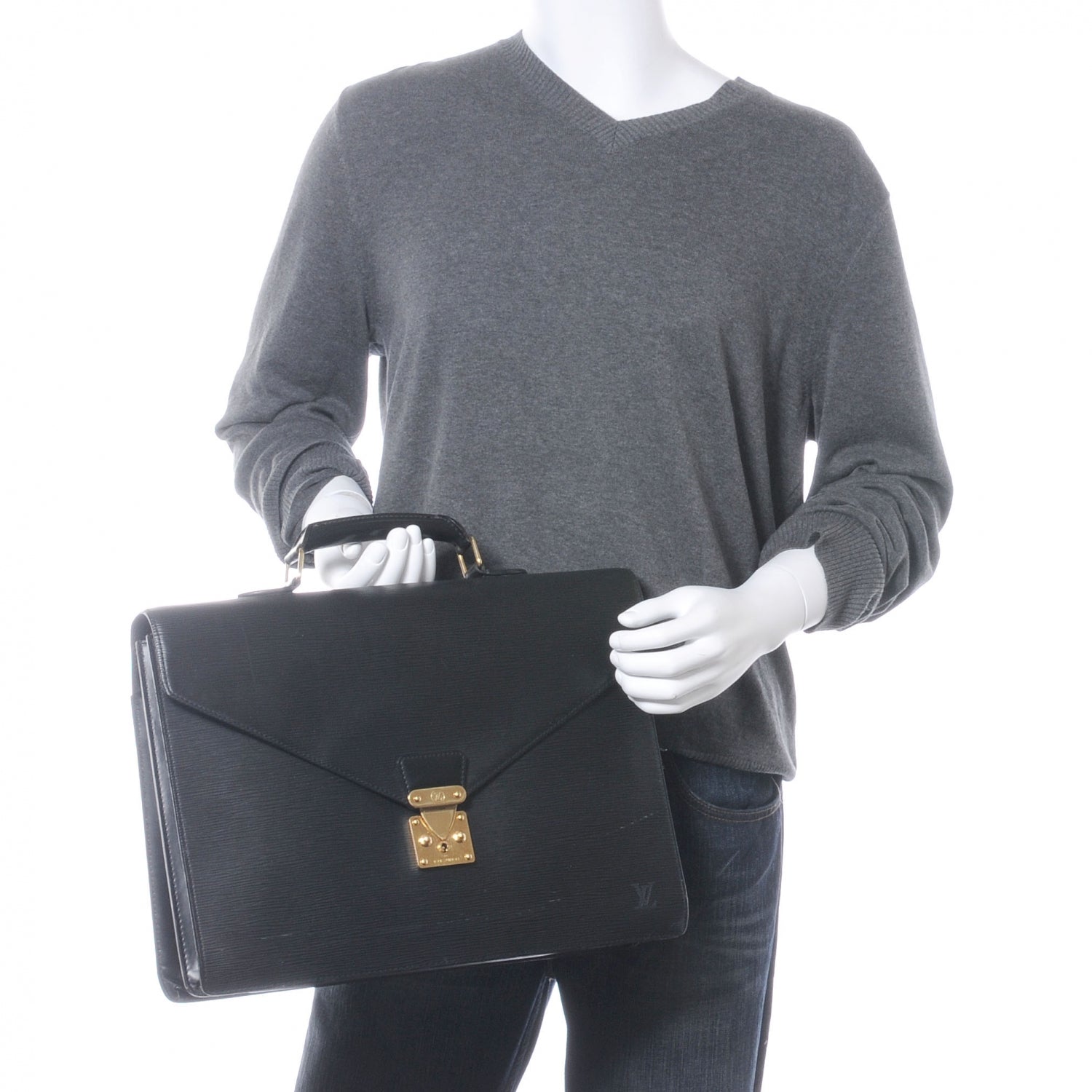 Louis Vuitton Epi Serviette Ambassadeur Briefcase Black 2 of 7