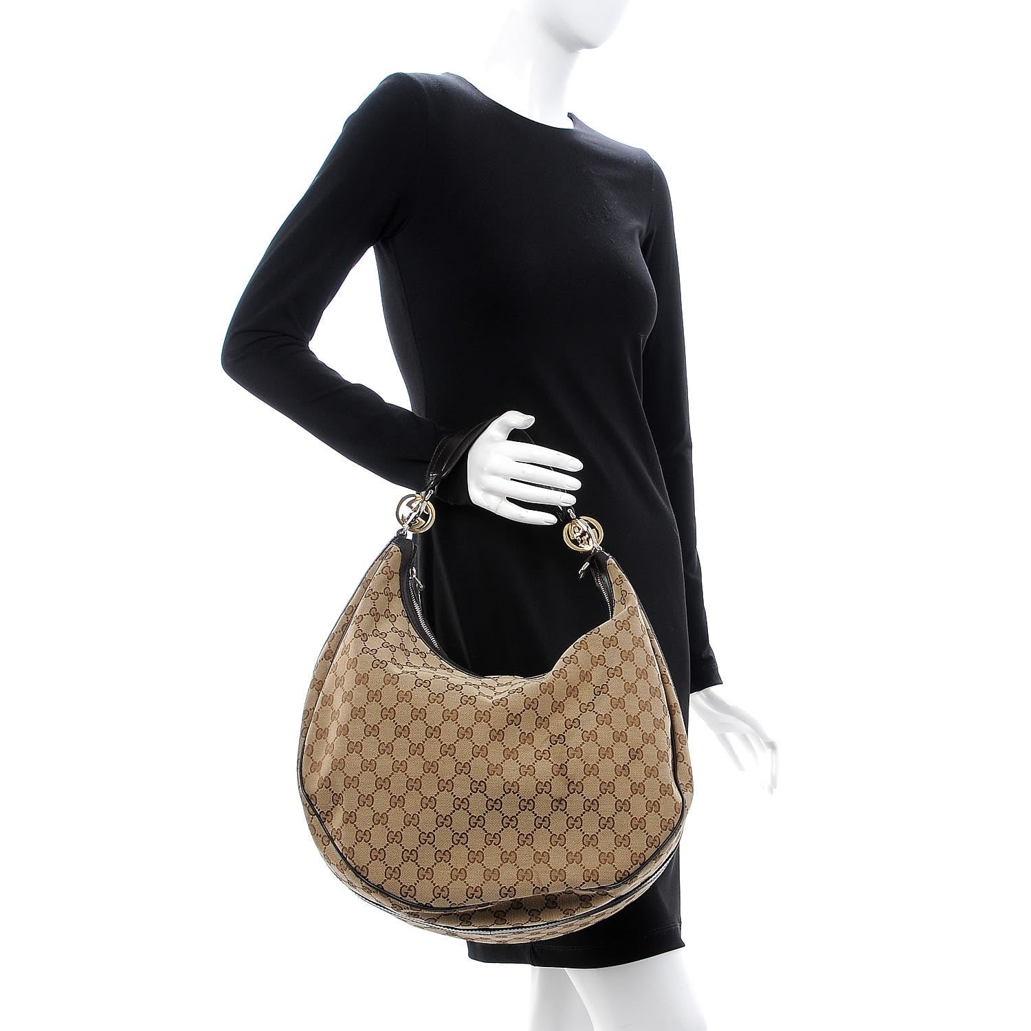Gucci Monogram Large GG Twins Hobo Dark Brown 2 of 9