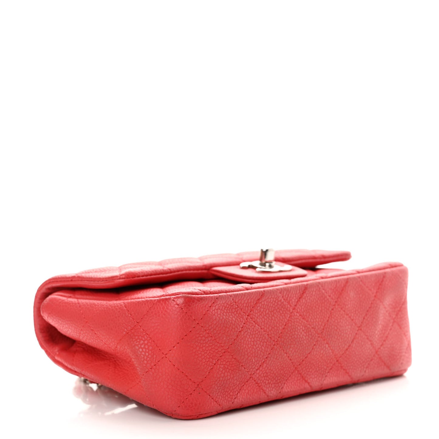 Iridescent Caviar Quilted Mini Rectangular Flap Dark Pink
