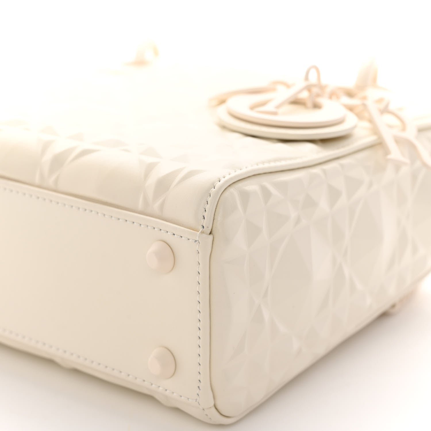Christian Dior Calfskin Cannage Diamond Mini Lady Dior White 9 of 10
