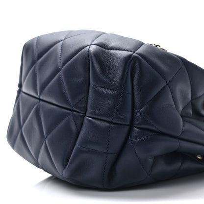 Chanel Lambskin Quilted CC Dweller Drawstring Bucket Bag Navy 9 of 9