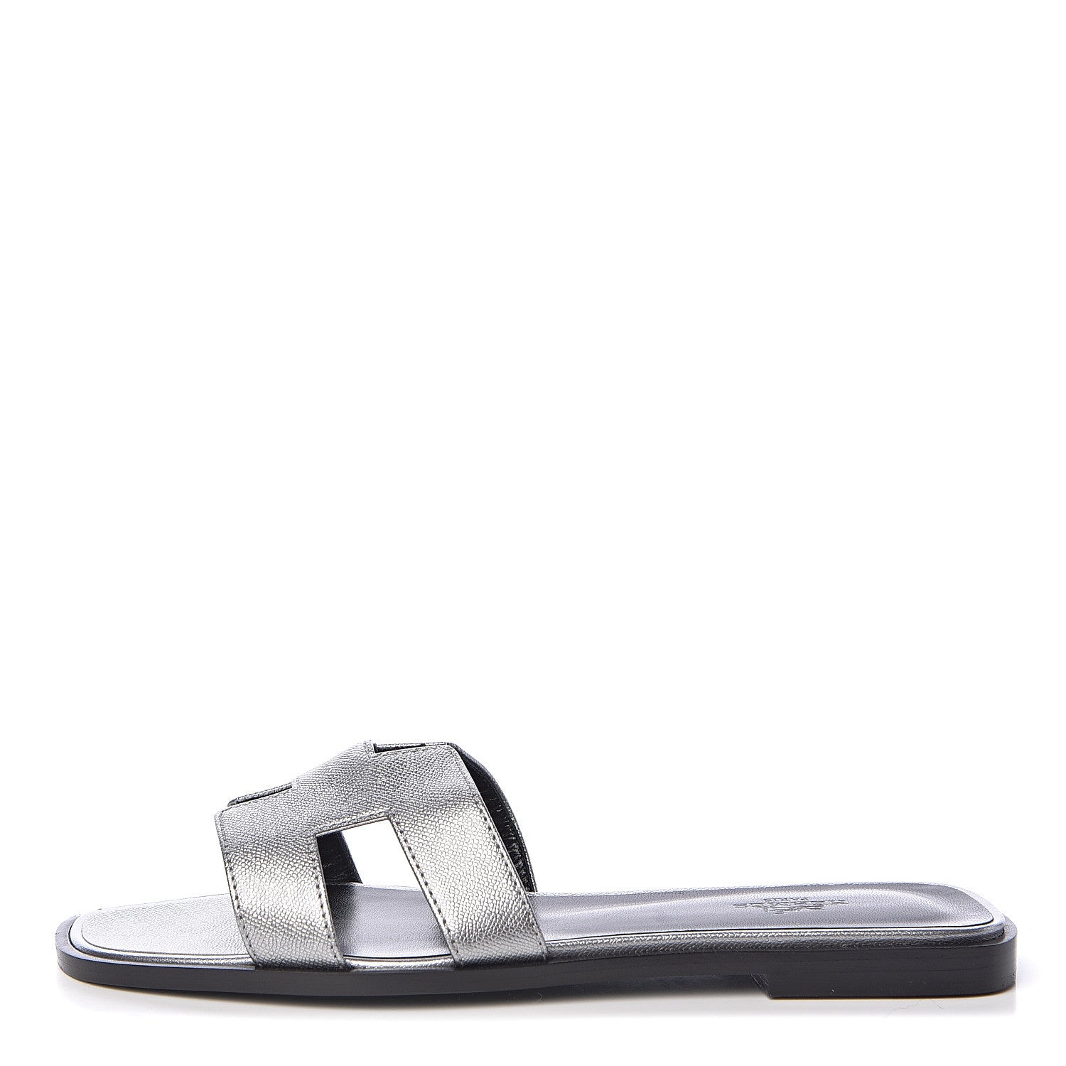 Hermes Metallic Epsom Oran Sandals 38 Argent 1 of 9
