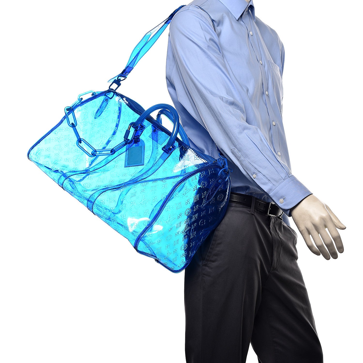 Louis Vuitton PVC Monogram Keepall Bandouliere 50 Blue 2 of 8