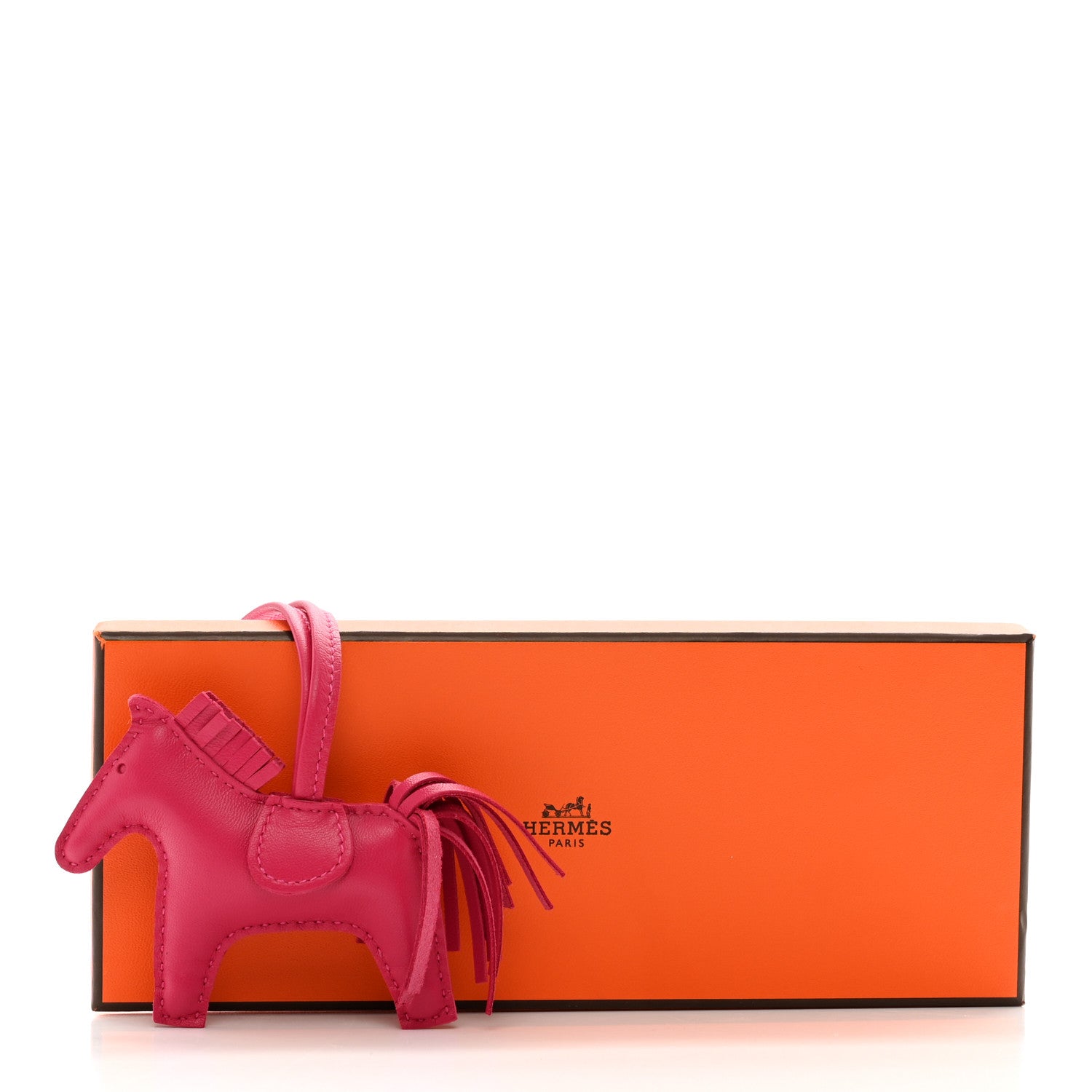 Hermes Milo Lambskin Grigri Rodeo Horse Bag Charm PM Rose Mexico 7 of 7