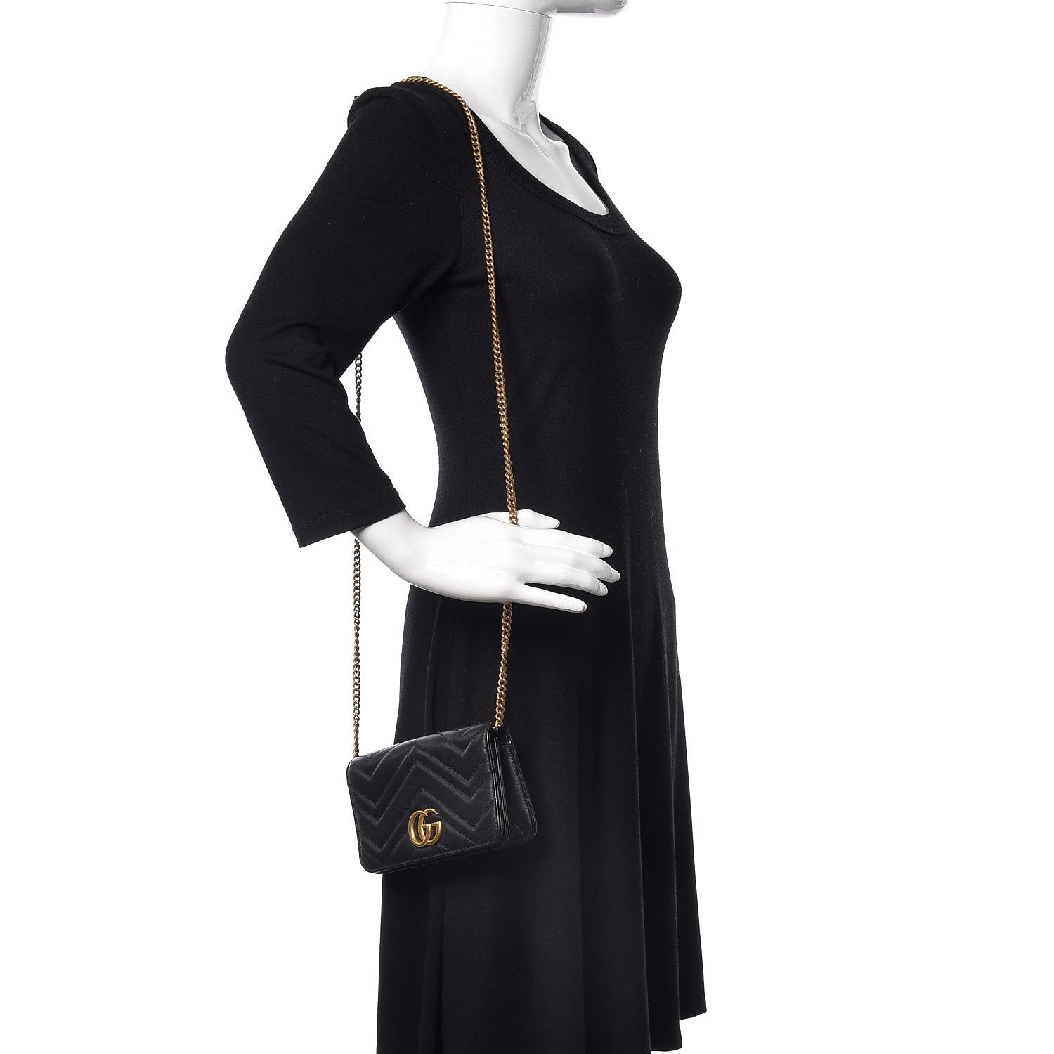 Gucci Calfskin Matelasse GG Marmont Mini Bag Black 2 of 13