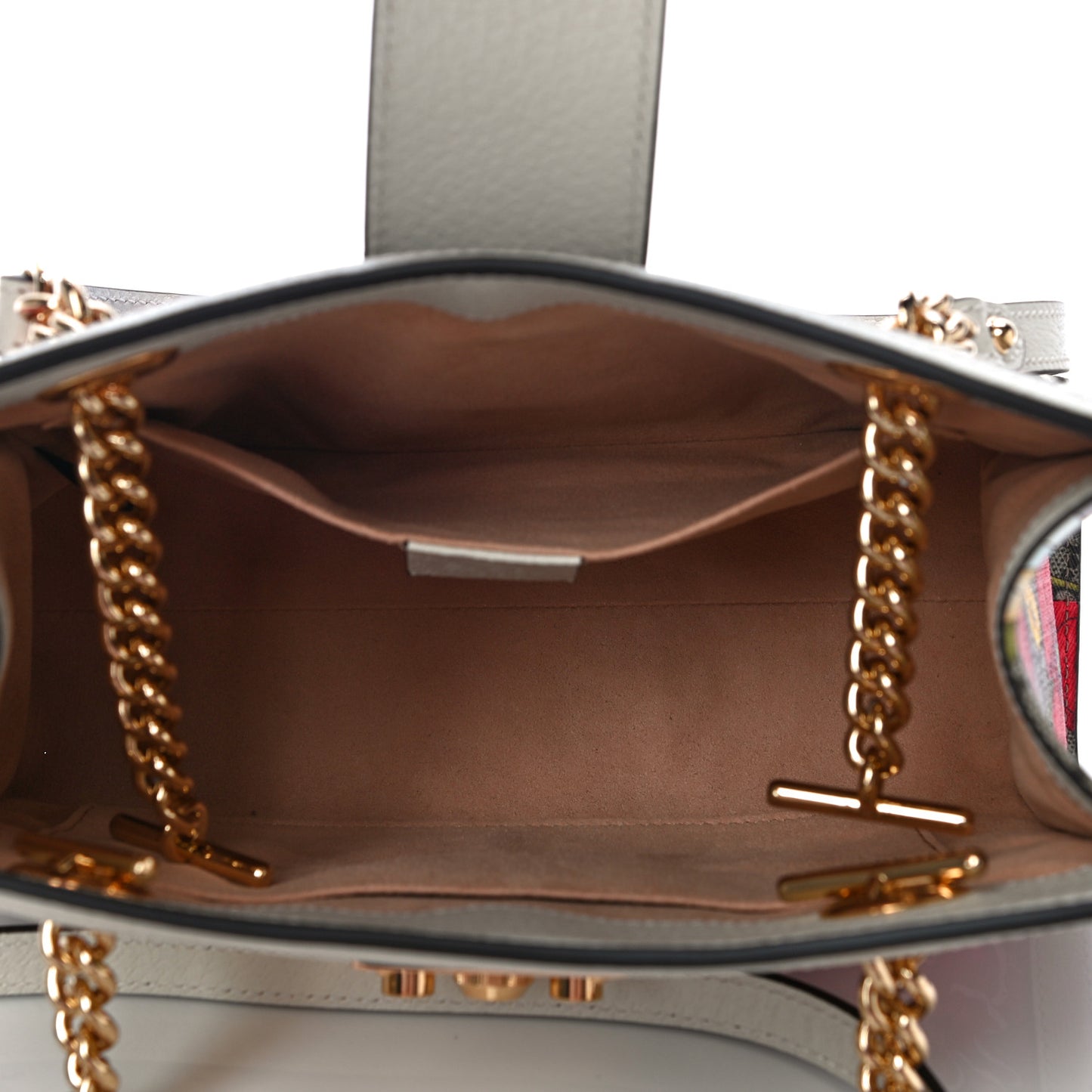 GG Supreme Monogram Flora Textured Calfskin Small Padlock Tote Beige Ebony Multicolor Mystic White