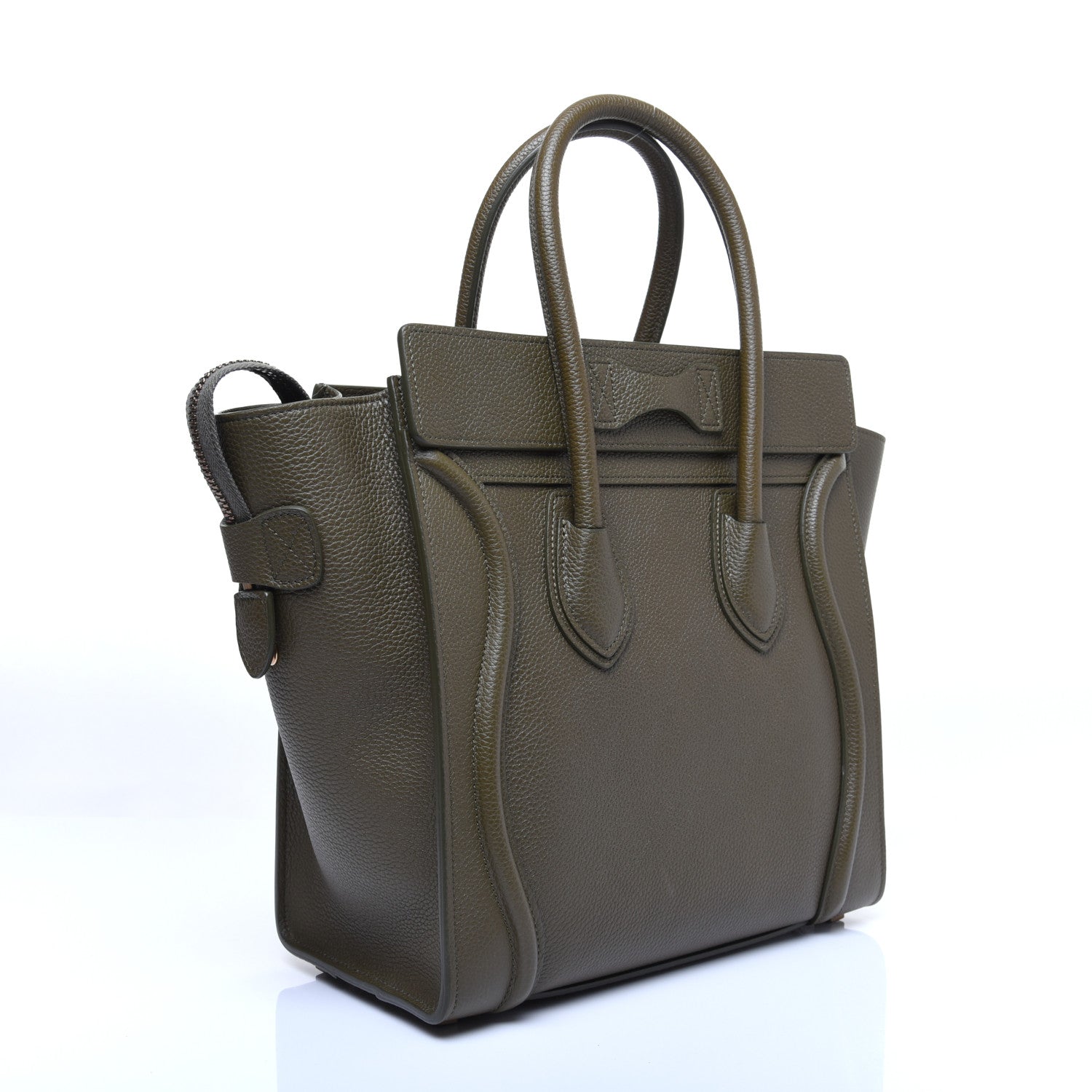 Celine Drummed Calfskin Micro Luggage Dark Olive 3 of 12