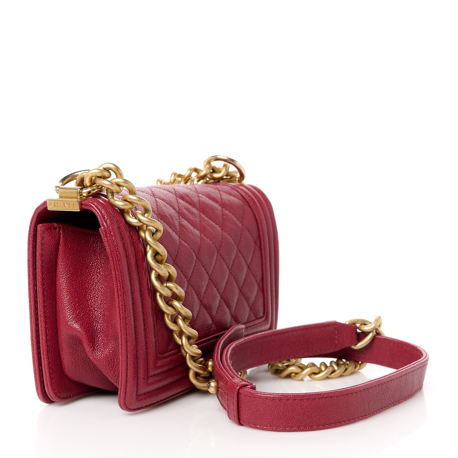 Chanel Caviar Quilted Small Boy Flap Red 3 of 10