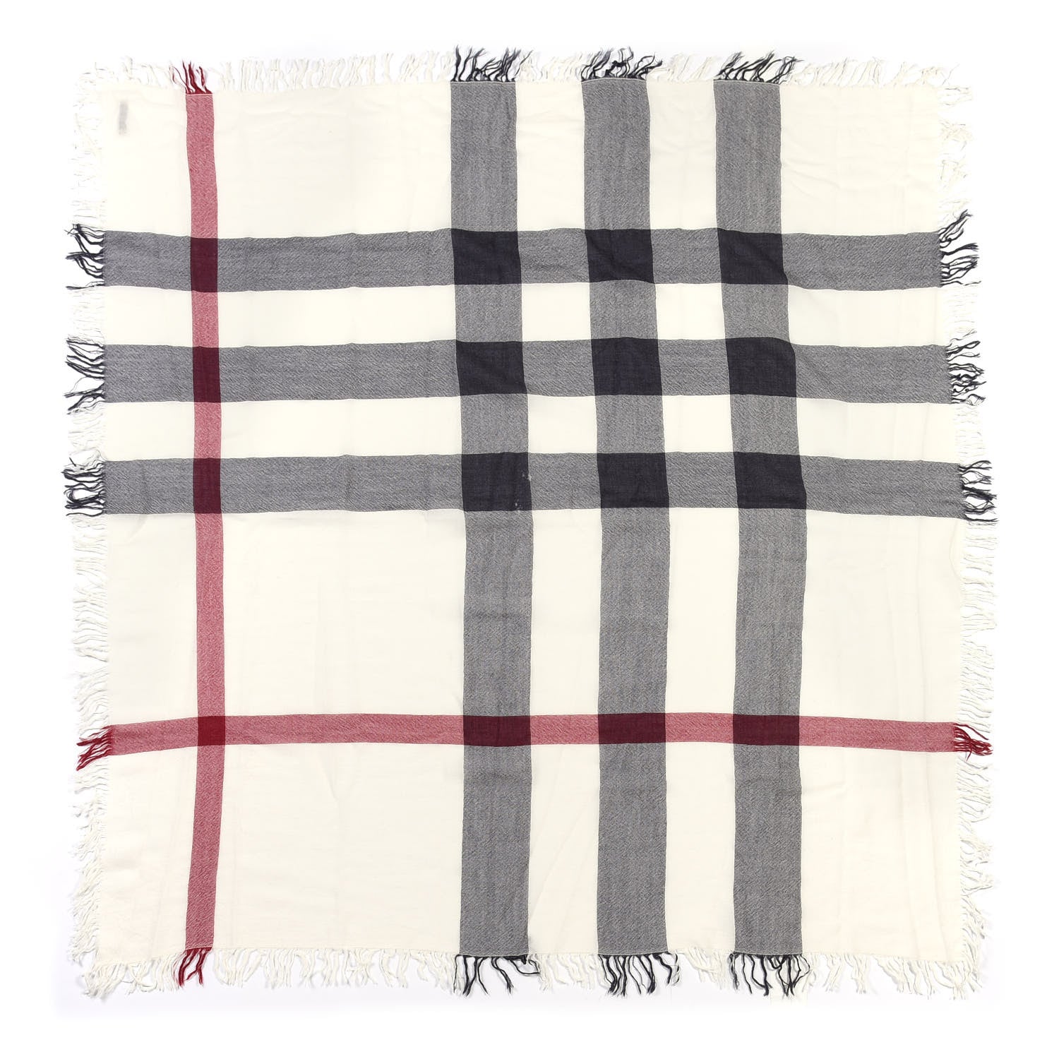 Burberry Merino Wool House Check Square Scarf Ivory 1 of 4