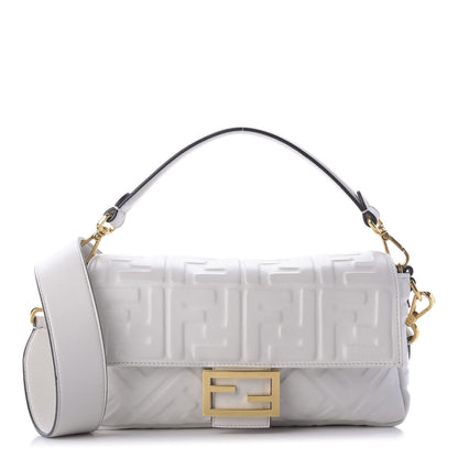 Fendi Nappa FF 1974 Embossed Baguette White 1 of 9