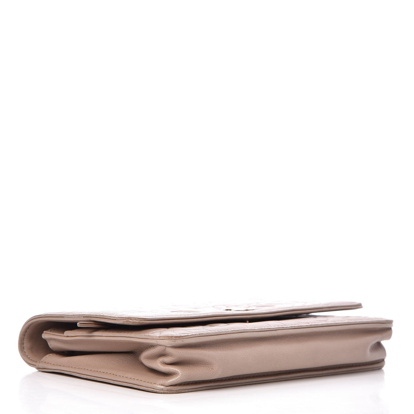 Lambskin Camellia Embossed Wallet on Chain WOC Beige