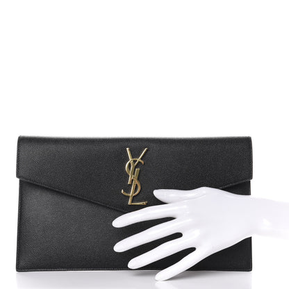 Saint Laurent Grain De Poudre Uptown Pouch Black 2 of 9