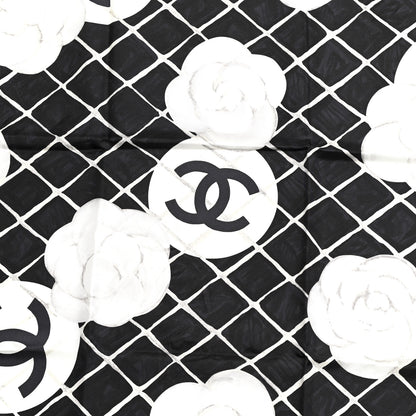 Chanel Silk Camellia CC Square Scarf Black 2 of 4
