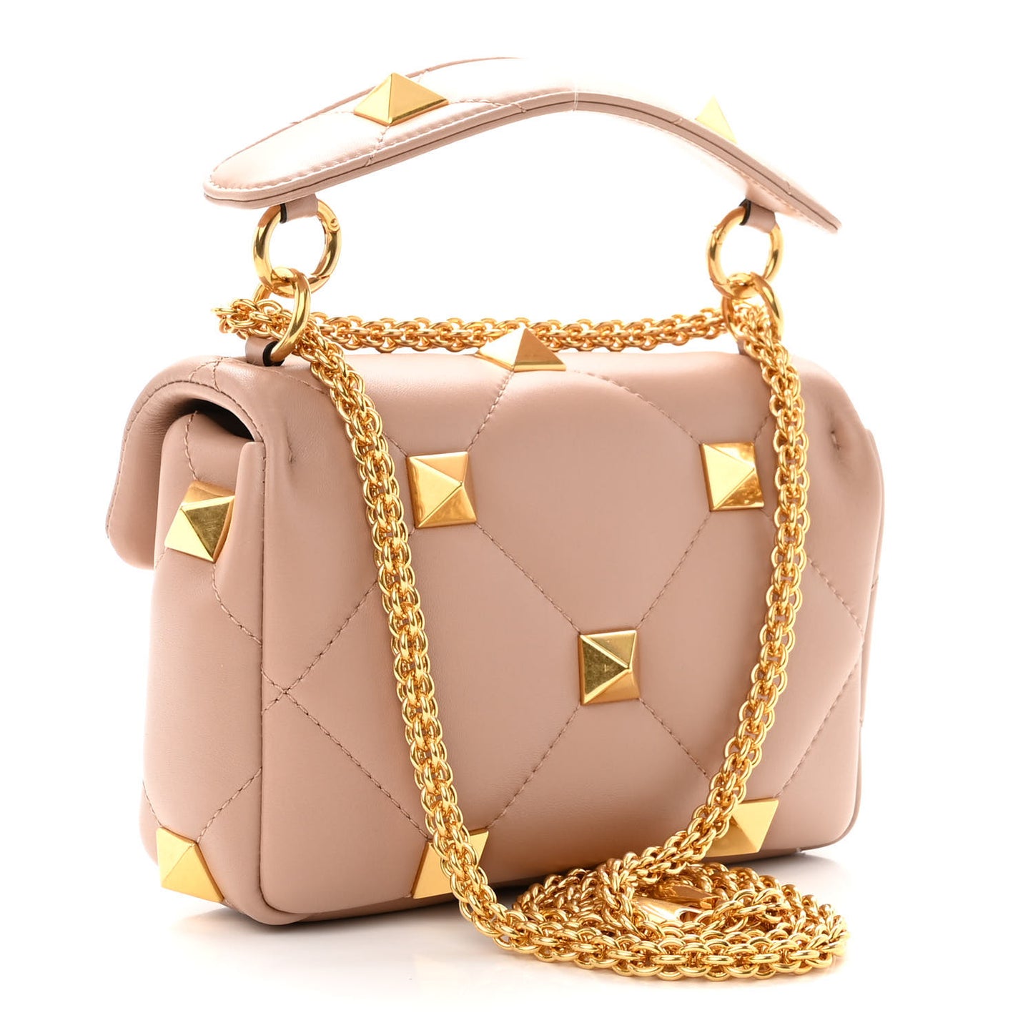 Nappa Small Roman Stud Shoulder Bag Rose Cannelle