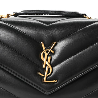 Saint Laurent Lambskin Chevron Quilted Small Loulou Black 9 of 11