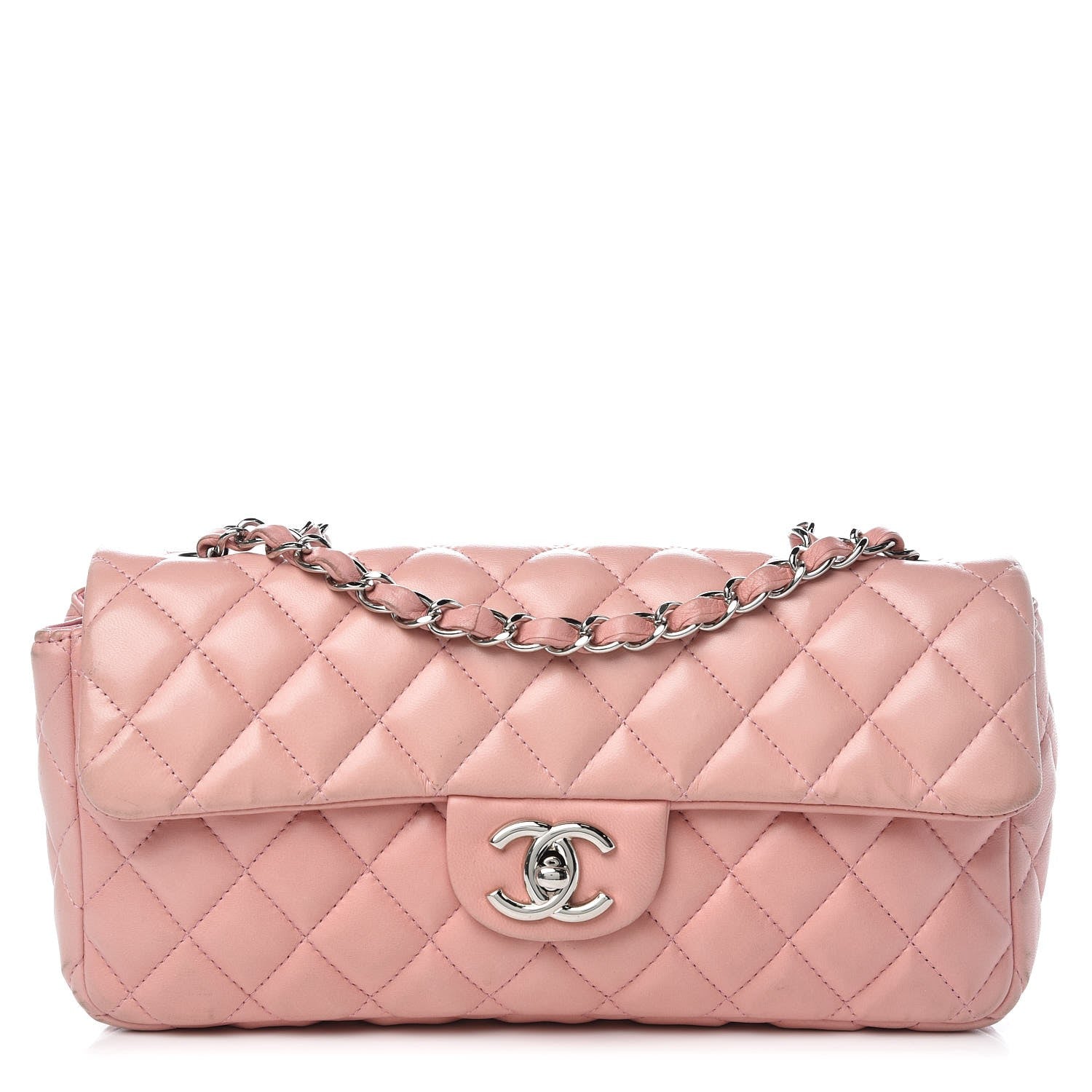 Chanel Lambskin Quilted East West Flap Pink 1 of 14