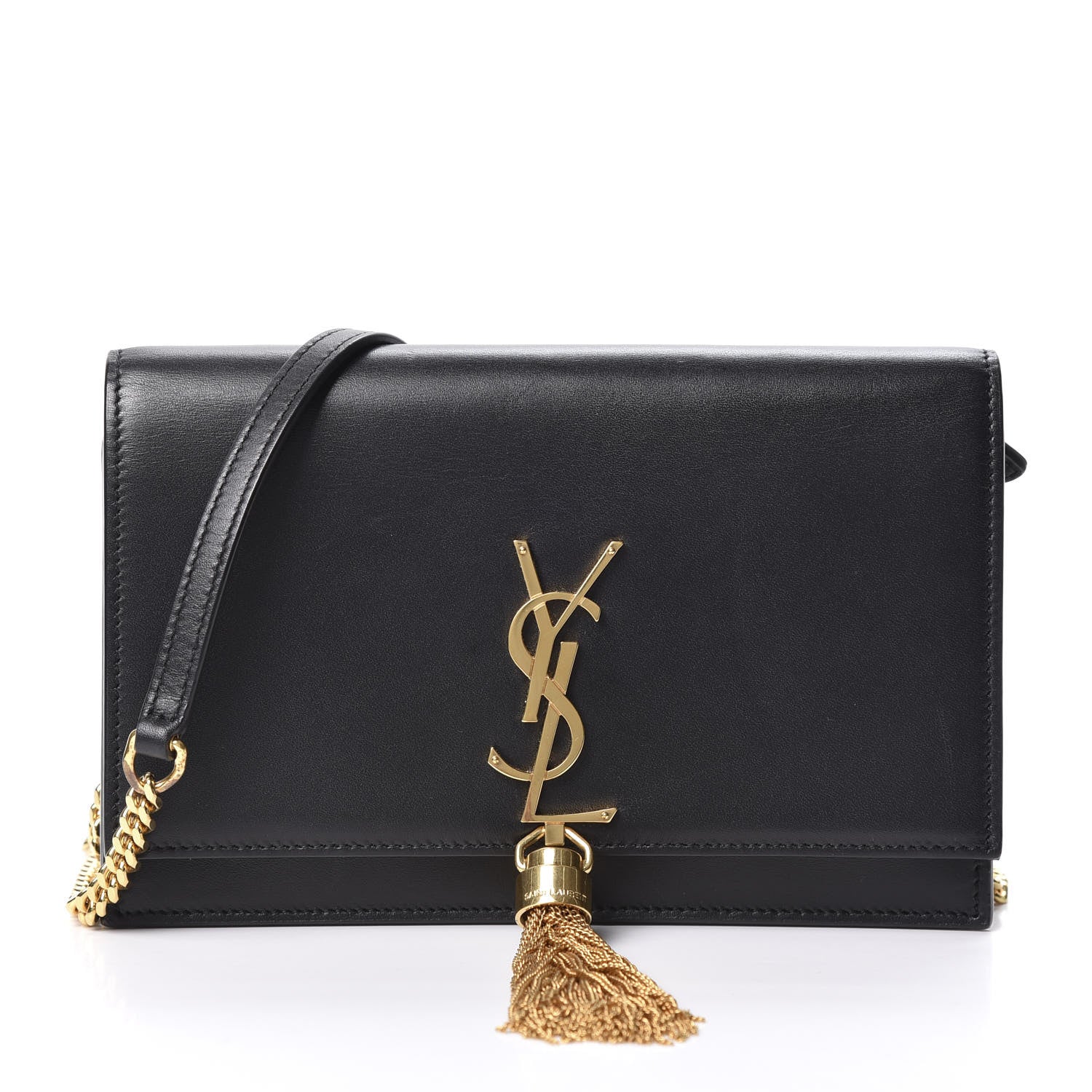 Saint Laurent Smooth Calfskin Classic Monogram Kate Tassel Chain Wallet Dark Leaf 1 of 9