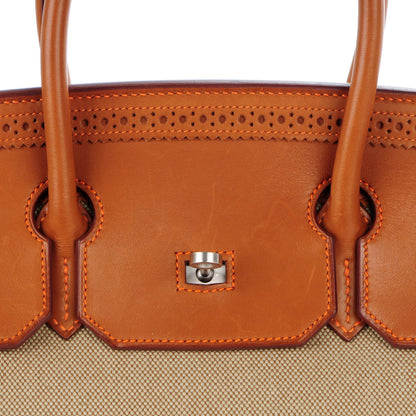 Hermes Barenia Toile Ghillies Birkin 35 Fauve 8 of 28
