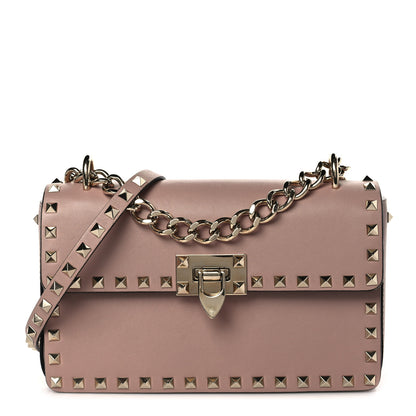 Valentino Garavani Vitello Rockstud Flip Lock Chain Crossbody Bag Poudre 1 of 7