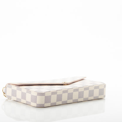 Louis Vuitton Damier Azur Pochette Felicie Chain Wallet Rose Ballerine 4 of 7
