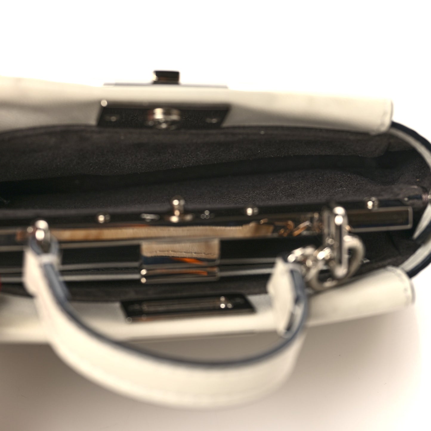 Shiny Nappa Micro Peekaboo Iconic Satchel White