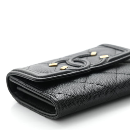 Chanel Caviar Quilted Medium Filigree Flap Wallet Black 8 of 10