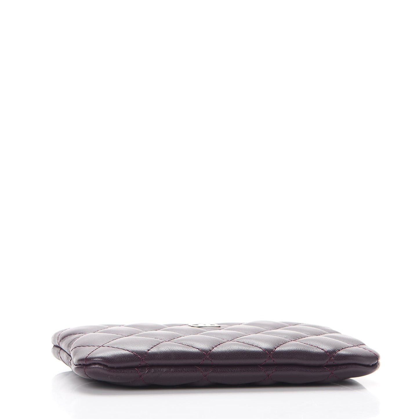 Lambskin Quilted Small Cosmetic Case Dark Purple