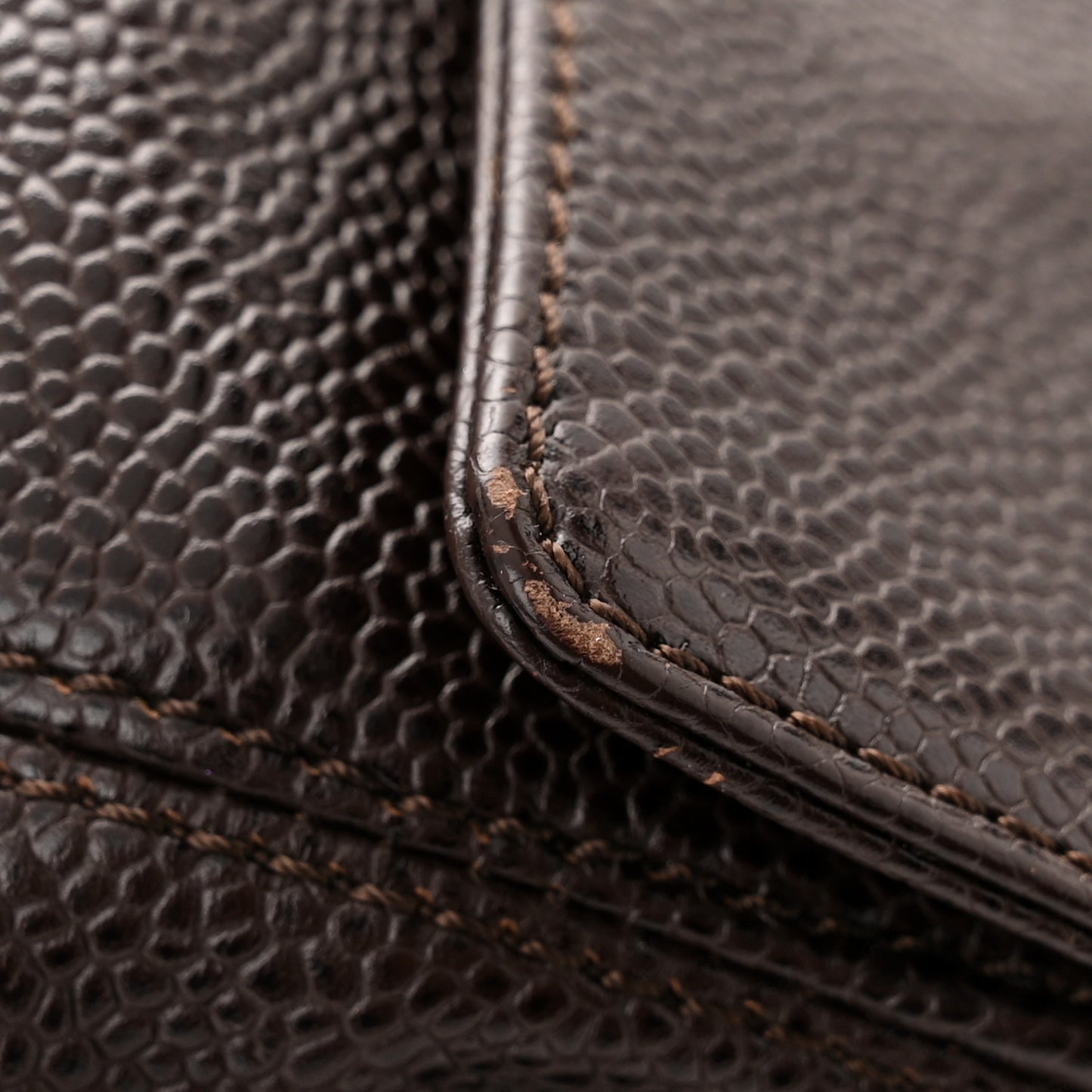 Caviar Flap Shoulder Bag Brown