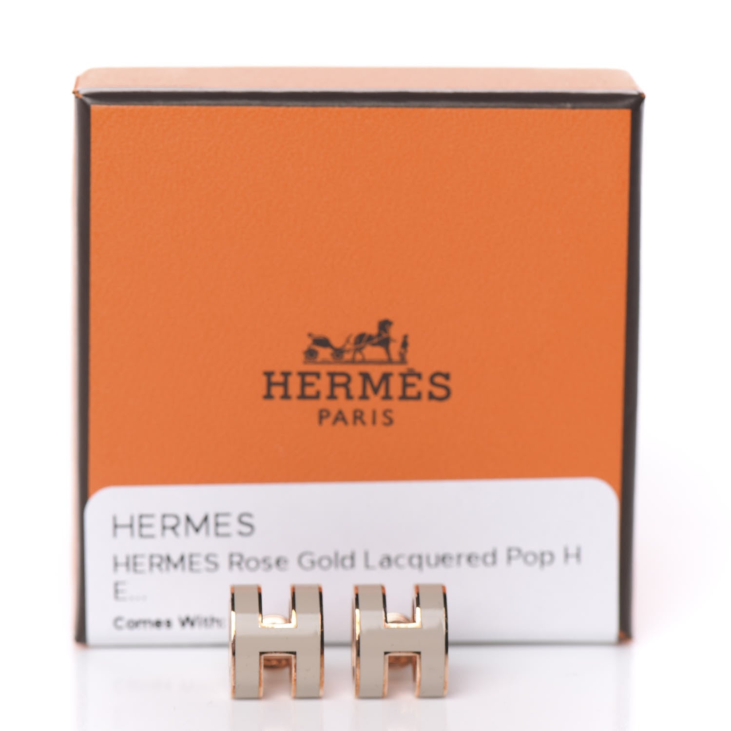 Hermes Rose Gold Lacquered Pop H Earrings Marron Glace 5 of 5