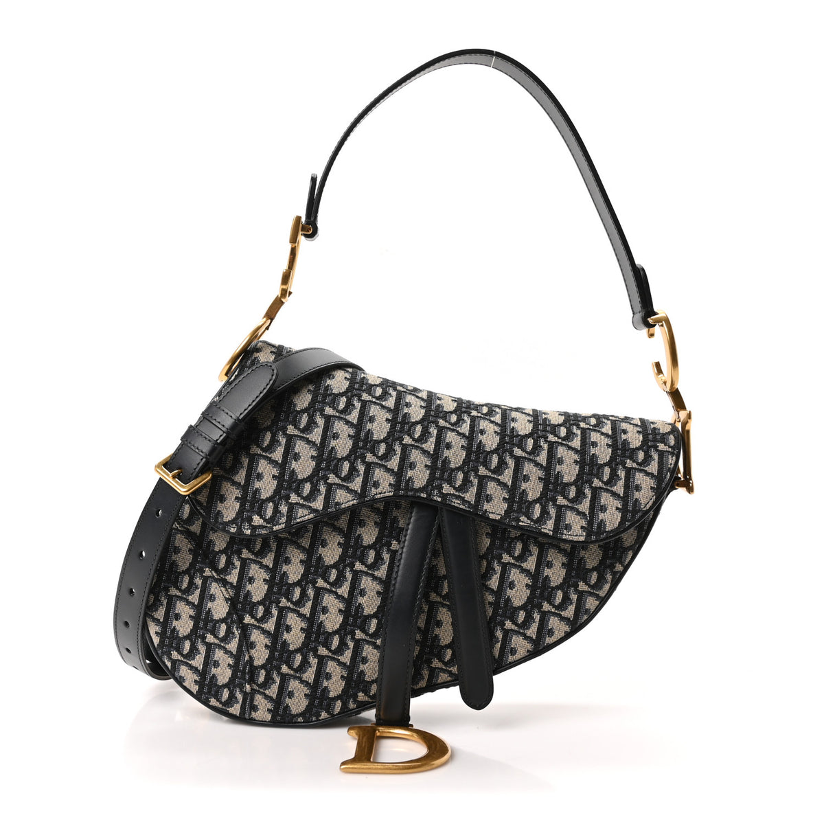 Christian Dior Oblique Saddle Bag With Strap Blue 1 of 10