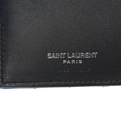 Saint Laurent Patent Grain De Poudre Matelasse Chevron Monogram Zipped Two-Part Wallet Royal Blue 5 of 6