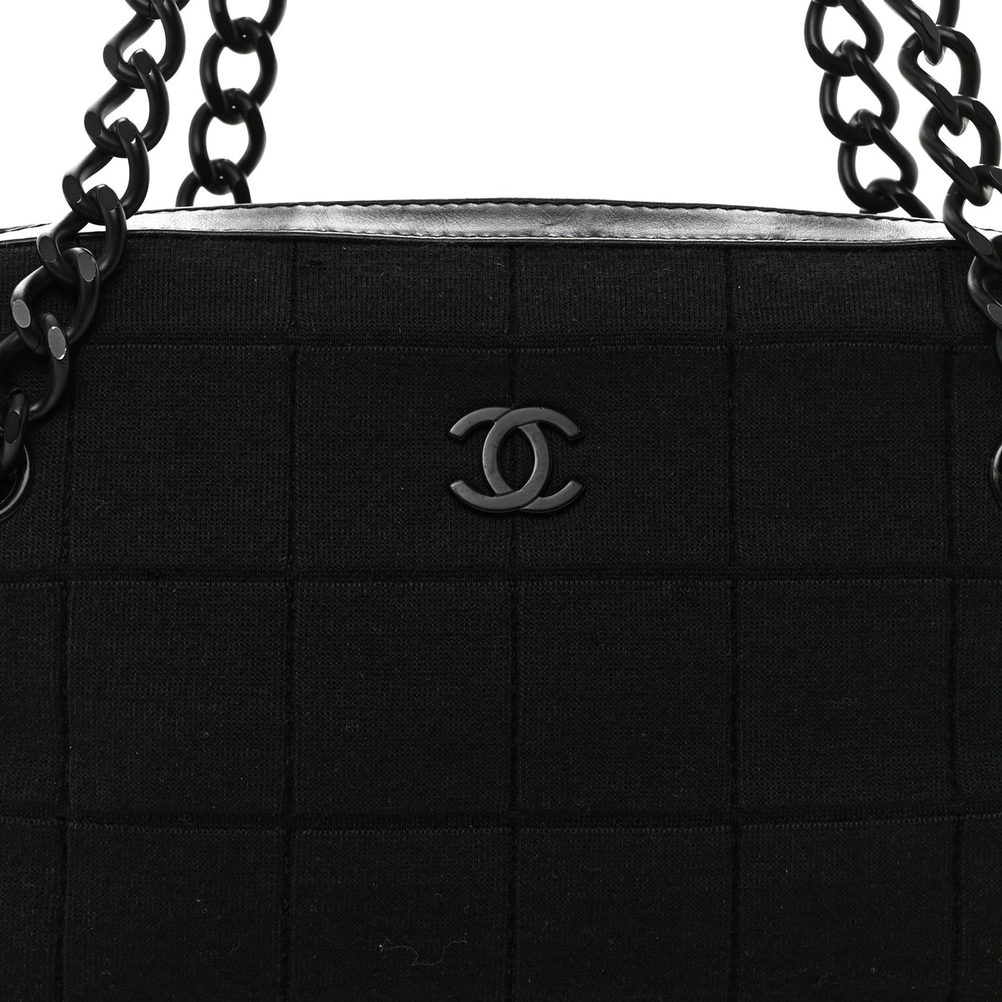 Jersey Quilted Chocolate Bar Shoulder Bag Black