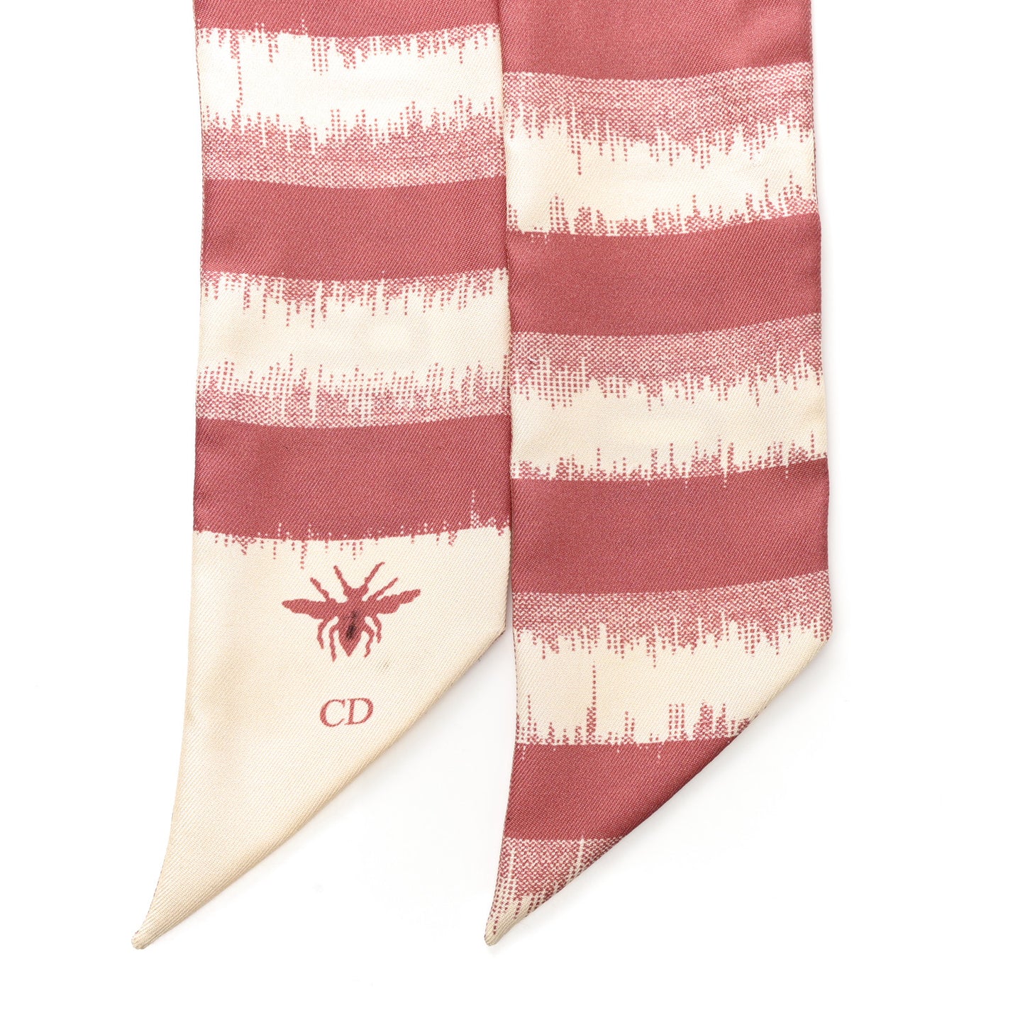 Silk Striped Mitzah Scarf Ivory Pink