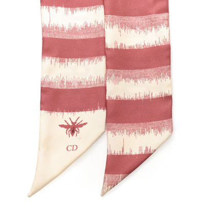 Christian Dior Silk Striped Mitzah Scarf Ivory Pink 2 of 3