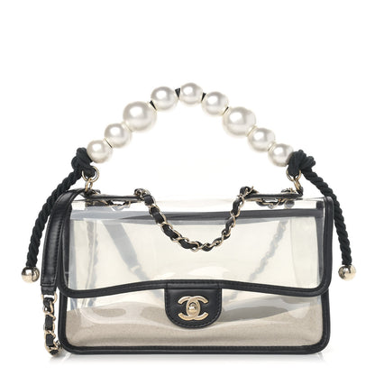 Chanel Lambskin PVC Sand By The Sea Flap With Pearl Strap Black 1 of 11
