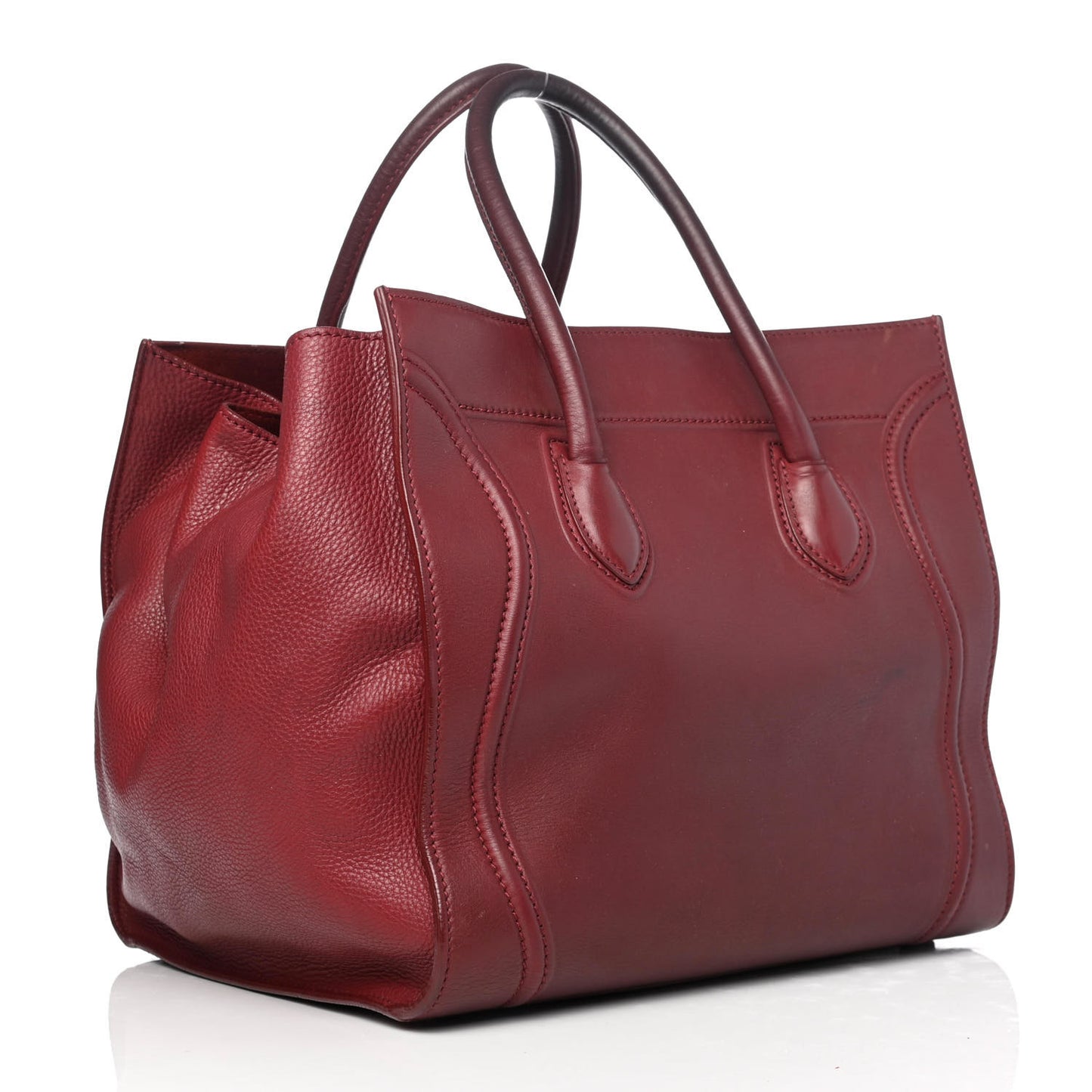 Drummed Calfskin Medium Phantom Luggage Burgundy