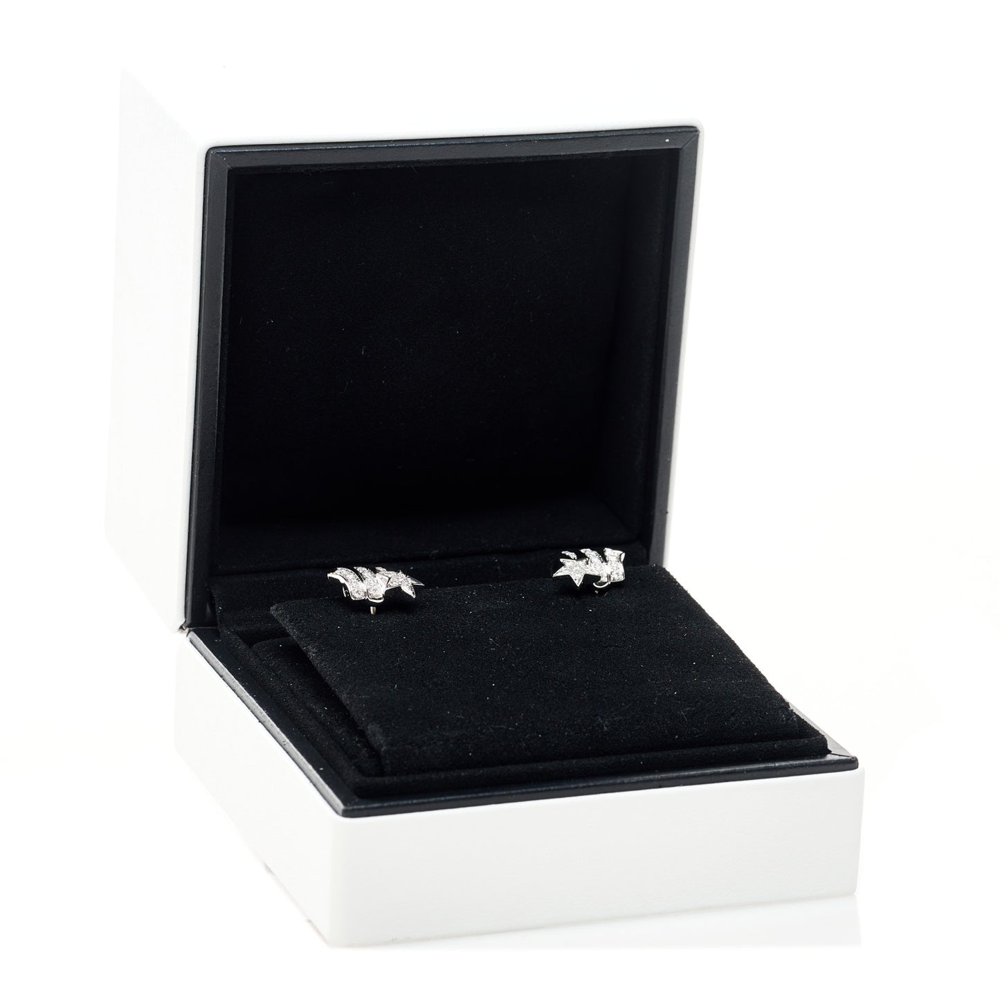 18K White Gold Diamond Etoile Filante Earrings