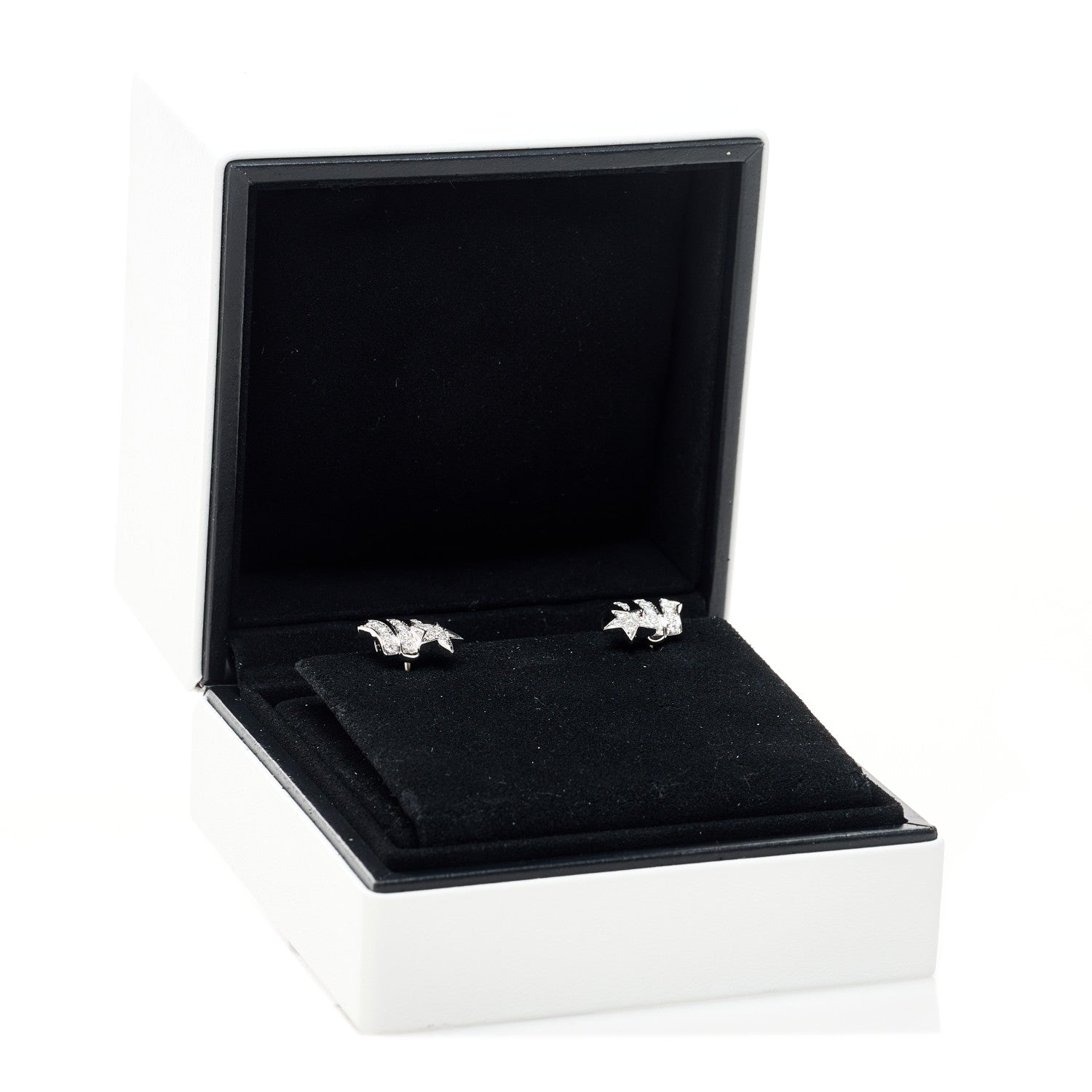 Chanel 18K White Gold Diamond Etoile Filante Earrings 5 of 5