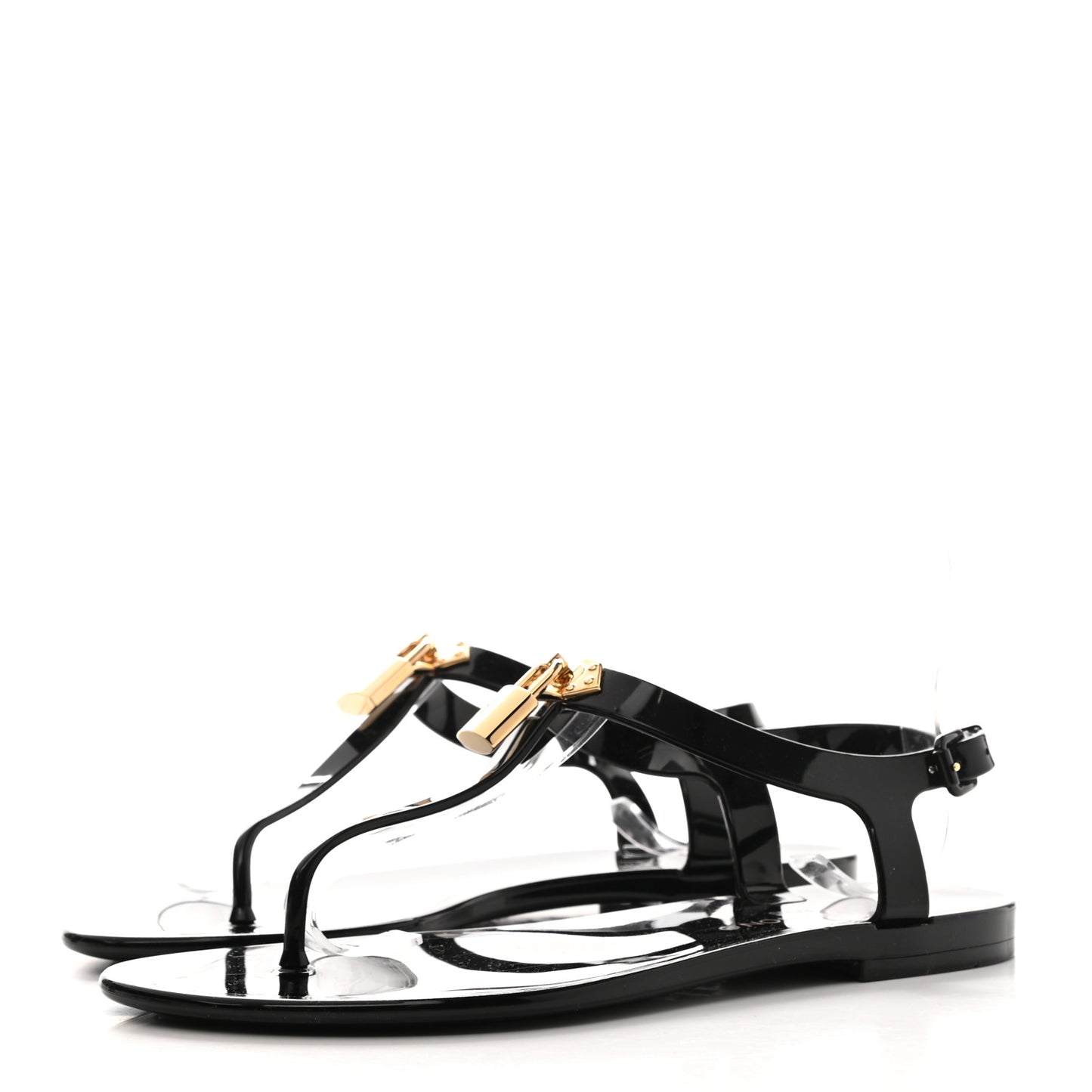 Rubber Bikini Thong Flat Sandals 36 Black