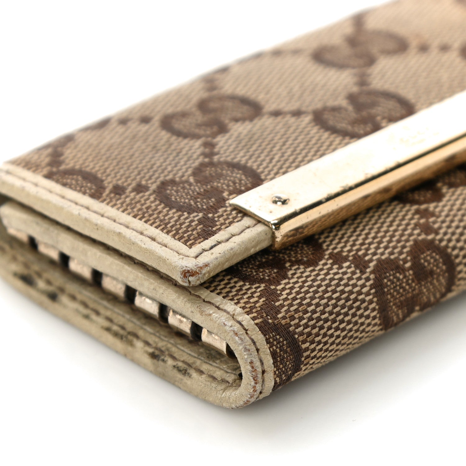 Gucci Monogram Textured Calfskin Metal Bar 6 Key Holder Case Beige Ebony Off White 9 of 14