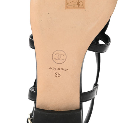 Chanel Lambskin Camellia Sandals 35 Black 6 of 8