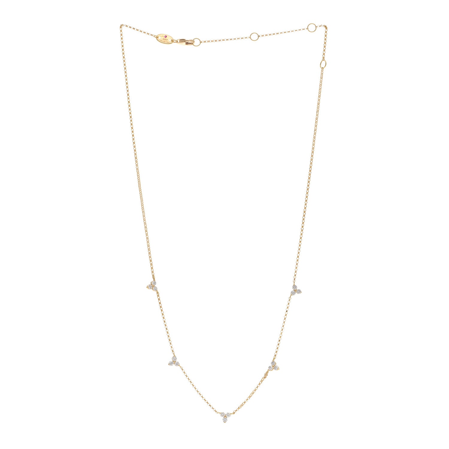 Roberto Coin ROBERTO COIN 18K Yellow Gold Diamond By the Inch Five Station Flower Necklace 3 of 5