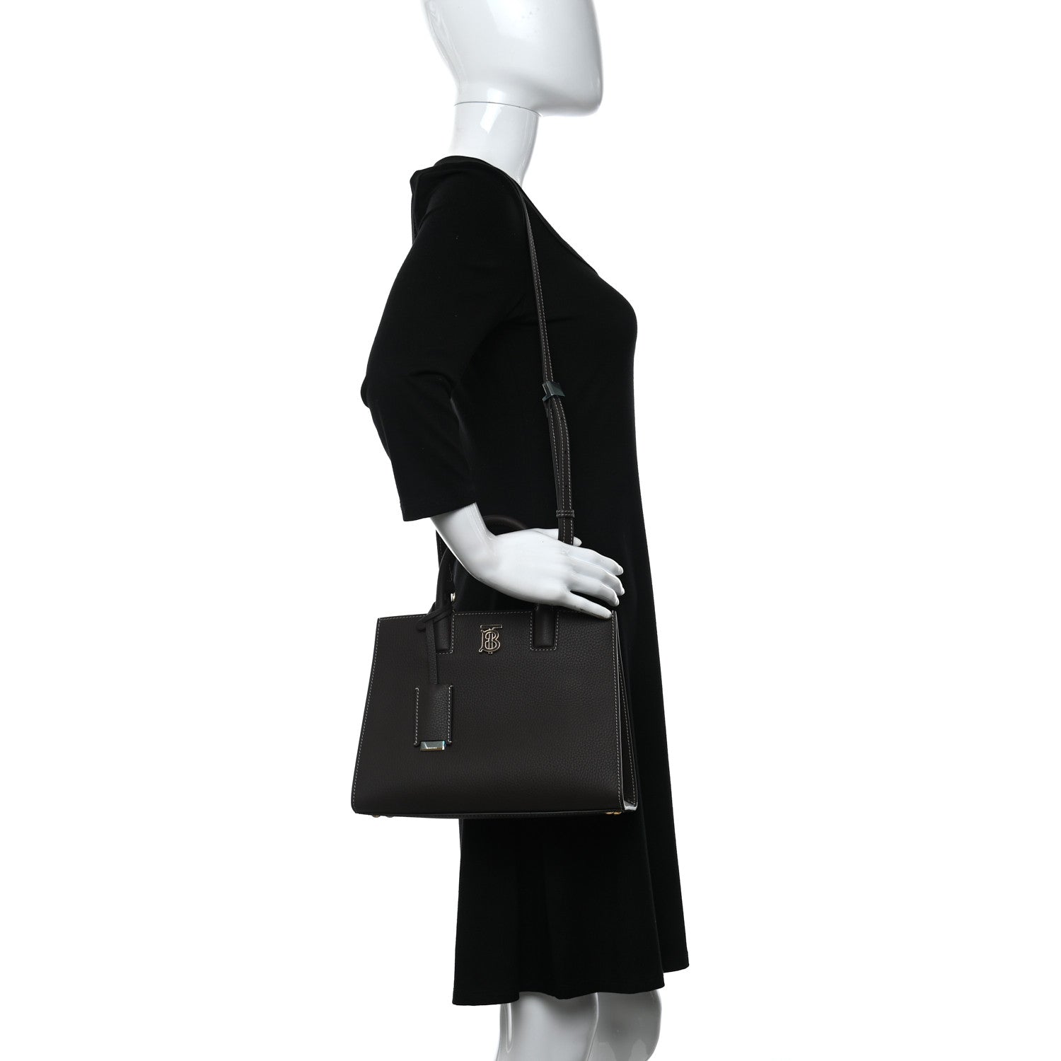 Burberry Calfskin Mini Frances Tote Dark Clay Brown 3 of 9