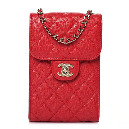 Chanel Caviar Quilted Classic Phone Holder Red 1 of 13